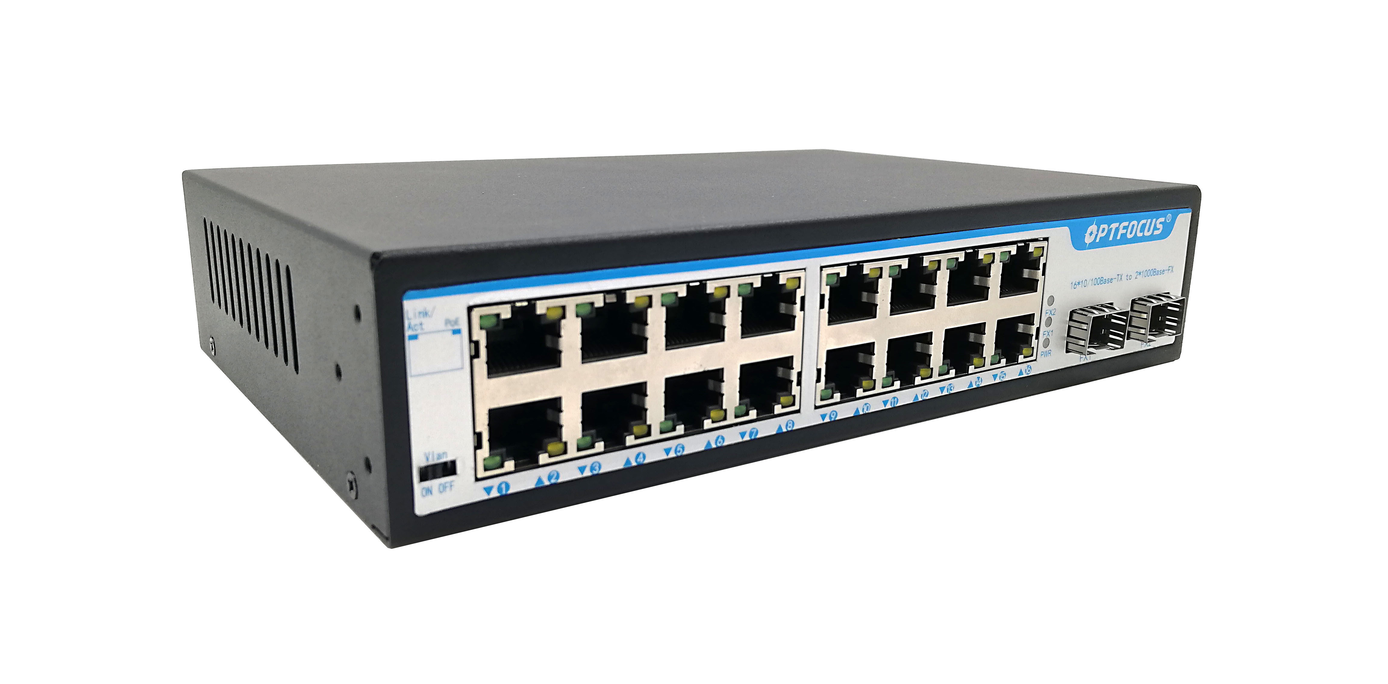 منبع تغذیه پایدار Power Over POE Switch 16 port10 / 100