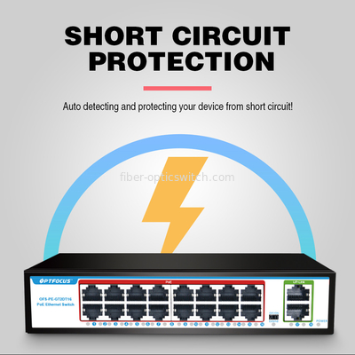 Factory OEM 16 port  POE switch with 2 gigabit RJ45 and 16 100mbps POE port For CCTV NVR IP Camera