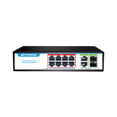 OEM ODM poe switch gigabit 8-poe port 1000M,2 port 1000M RJ45 ,2-port 1000M SFP for NVR ISP FTTH CCTV IP camera