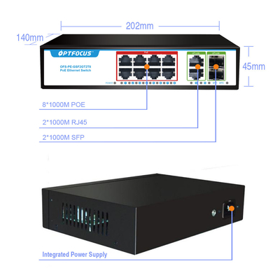 OEM ODM poe switch gigabit 8-poe port 1000M,2 port 1000M RJ45 ,2-port 1000M SFP for NVR ISP FTTH CCTV IP camera