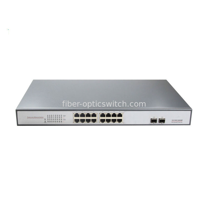 fiber Optic Switch 16 ports POE Switch with 2 SFP fiber ports for data center using