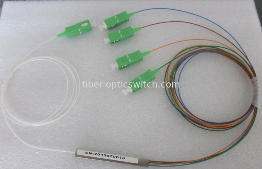 Steel Tube Fiber Optic Splitter PLC / FBT 1X4 With SC APC Connectors For ONU FTTX